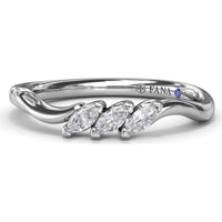 Curved Wedding Band with Three Prong-Set Marquise Diamonds by Fana - 0.24 Carat Total Diamond Weight
