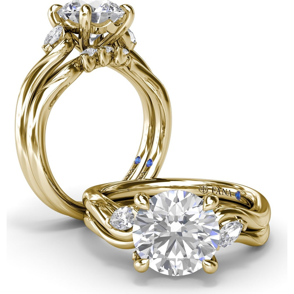 Curved Wedding Band with Three Prong-Set Marquise Diamonds by Fana - 0.24 Carat Total Diamond Weight