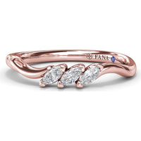Curved Wedding Band with Three Prong-Set Marquise Diamonds by Fana - 0.24 Carat Total Diamond Weight