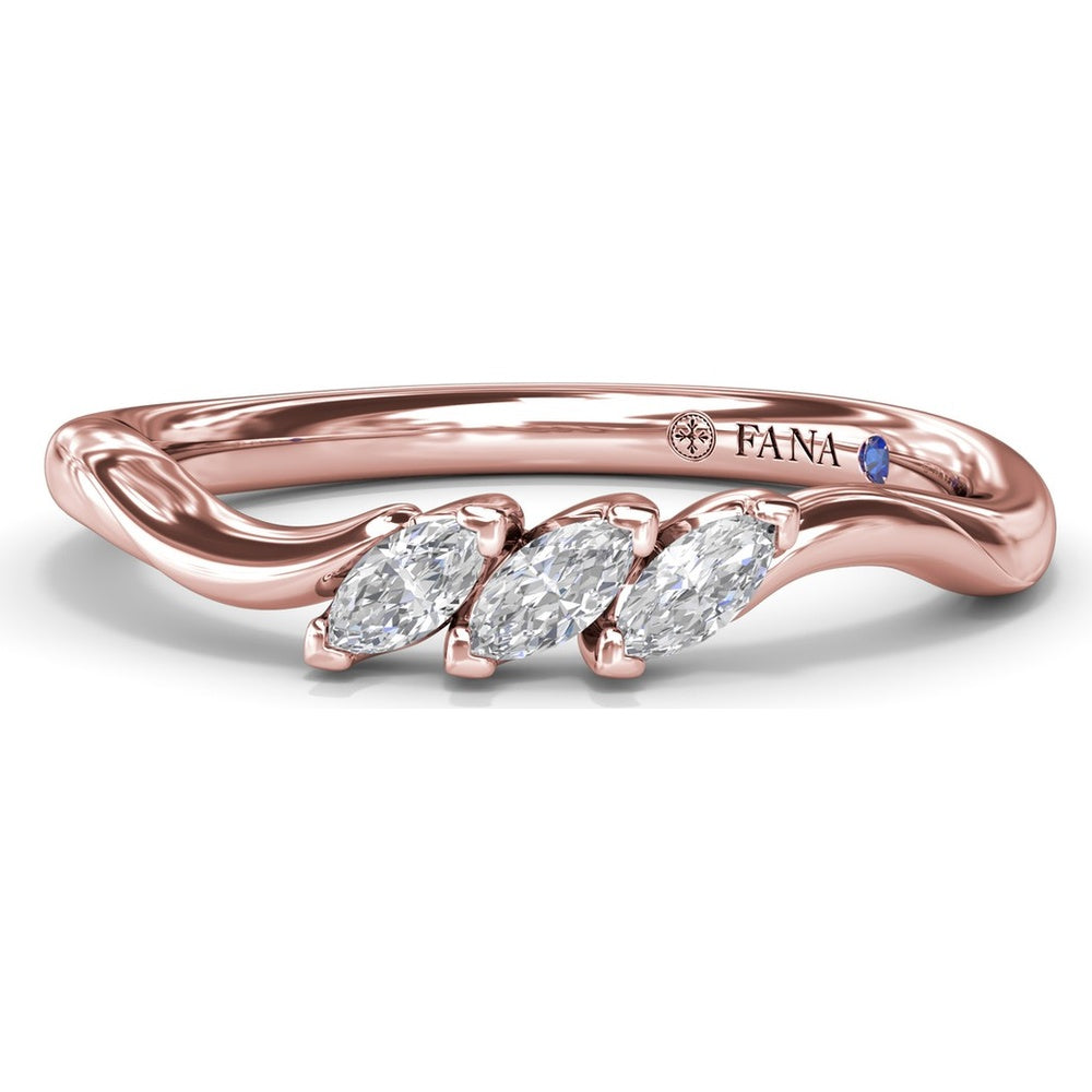 Curved Wedding Band with Three Prong-Set Marquise Diamonds by Fana - 0.24 Carat Total Diamond Weight