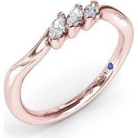 Curved Wedding Band with Three Prong-Set Marquise Diamonds by Fana - 0.24 Carat Total Diamond Weight