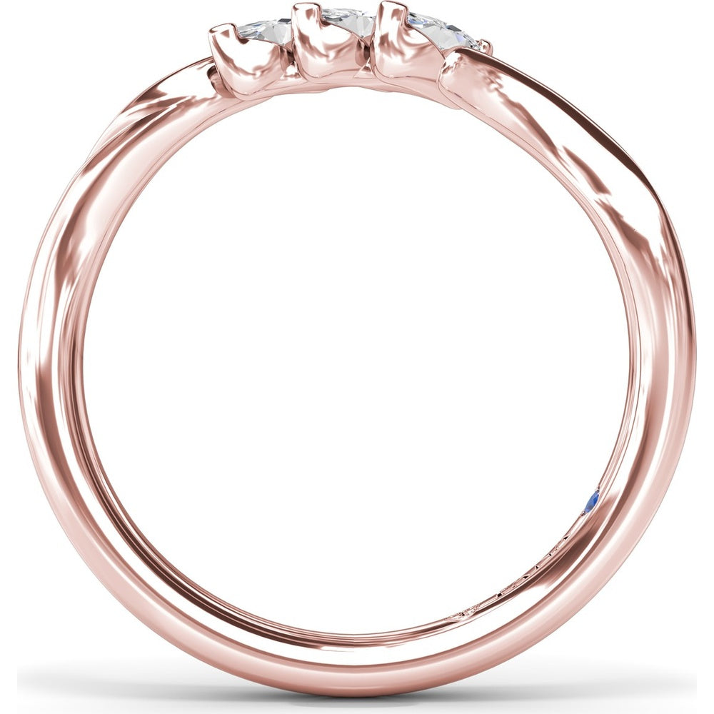 Curved Wedding Band with Three Prong-Set Marquise Diamonds by Fana - 0.24 Carat Total Diamond Weight
