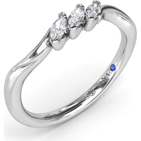Curved Wedding Band with Three Prong-Set Marquise Diamonds by Fana - 0.24 Carat Total Diamond Weight