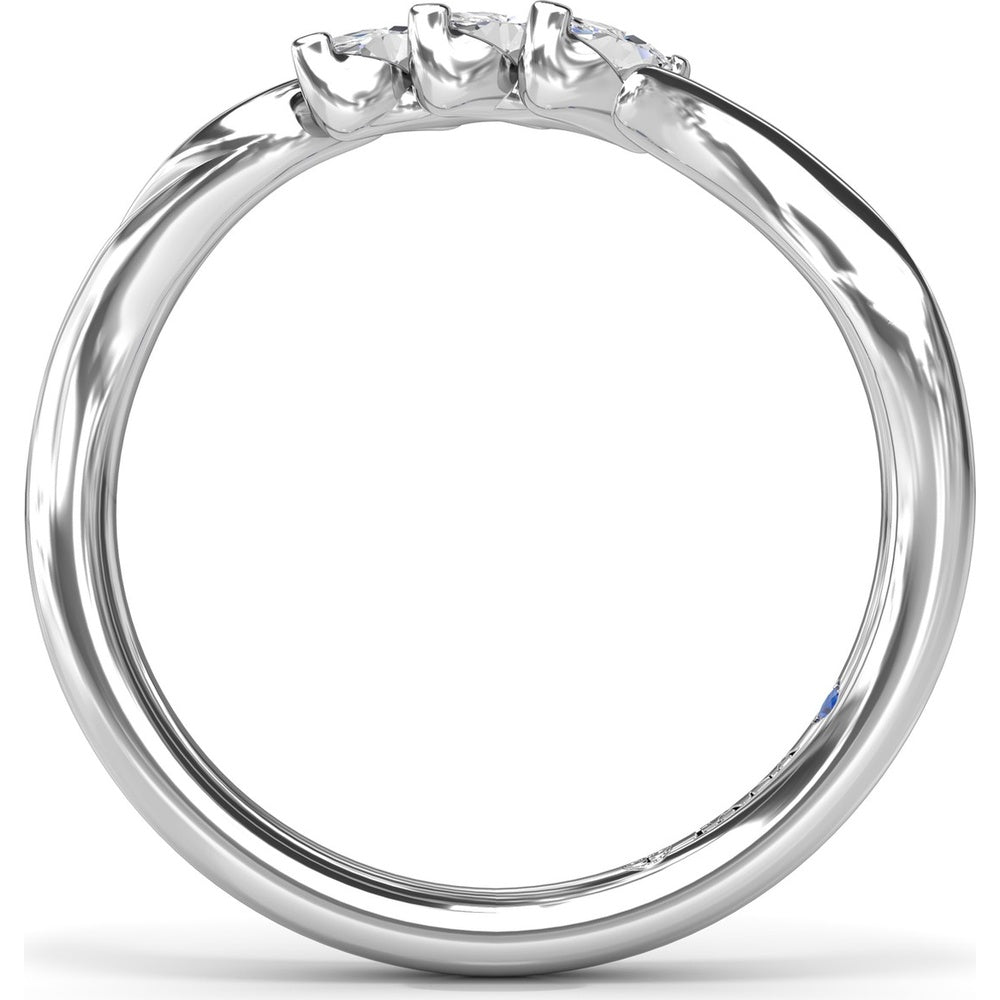 Curved Wedding Band with Three Prong-Set Marquise Diamonds by Fana - 0.24 Carat Total Diamond Weight