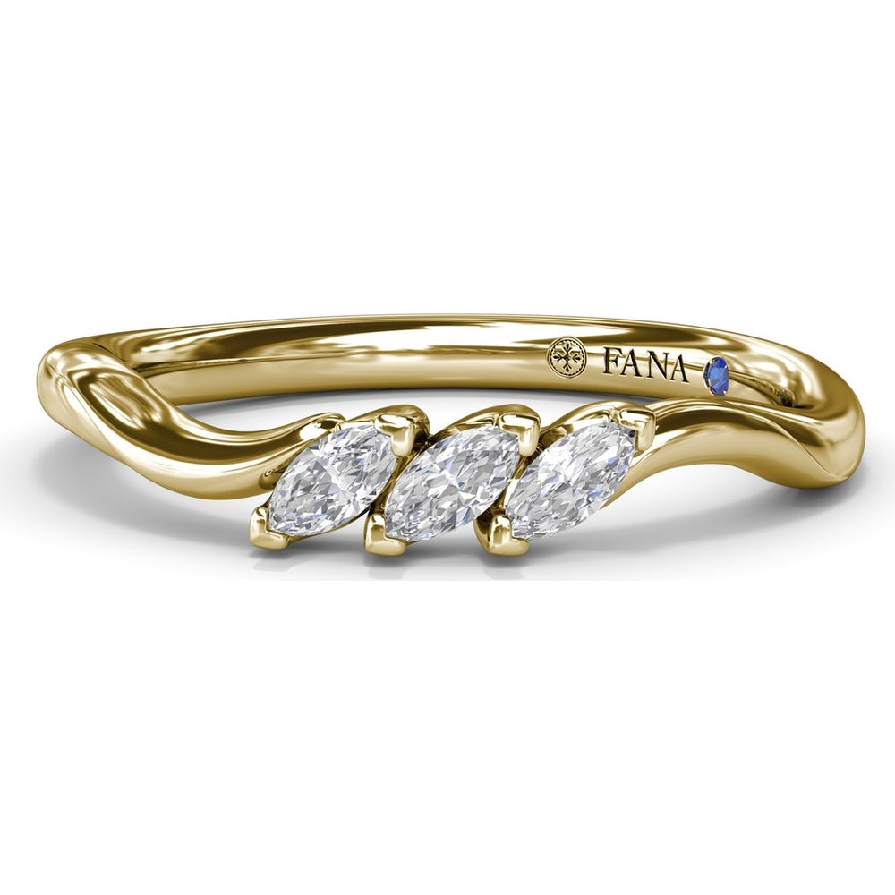 Curved Wedding Band with Three Prong-Set Marquise Diamonds by Fana - 0.24 Carat Total Diamond Weight