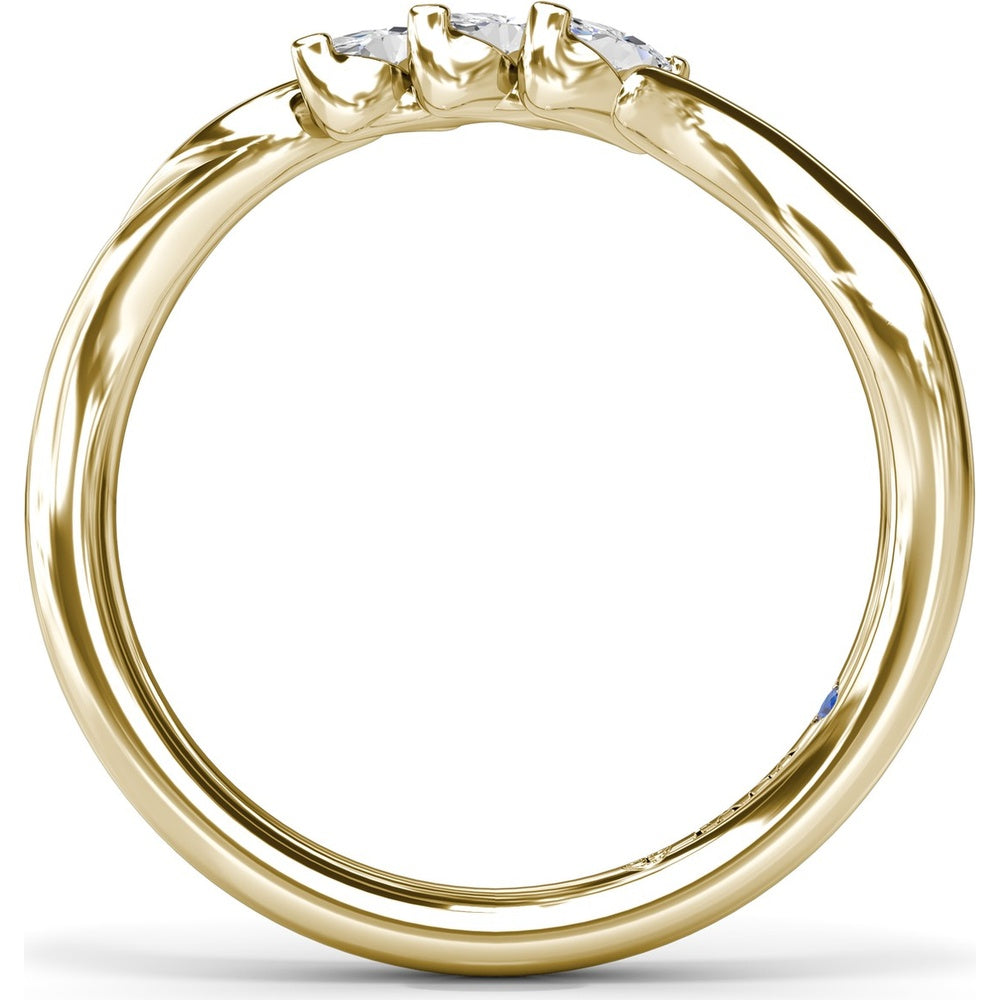 Curved Wedding Band with Three Prong-Set Marquise Diamonds by Fana - 0.24 Carat Total Diamond Weight