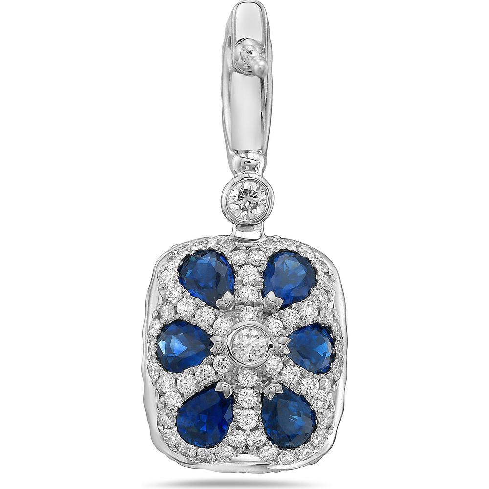 Cushion Cut Aquamarine, Diamond and Blue Sapphire Drop Earrings in 18K White Gold by Charles Krypell