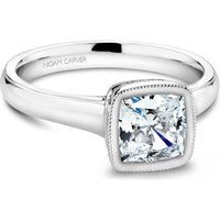 Cushion Cut Diamond Engagement Ring with Bezel Setting and Micro-Pav&eacute; Halo in White Gold by Noam Carver<em> - Choose Your Center Diamond: 1 to 5 Carats, Sustainable Lab-Grown or Natural Earth-Mined</em>