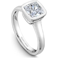 Cushion Cut Diamond Engagement Ring with Bezel Setting and Micro-Pav&eacute; Halo in White Gold by Noam Carver<em> - Choose Your Center Diamond: 1 to 5 Carats, Sustainable Lab-Grown or Natural Earth-Mined</em>