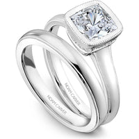 Cushion Cut Diamond Engagement Ring with Bezel Setting and Micro-Pav&eacute; Halo in White Gold by Noam Carver<em> - Choose Your Center Diamond: 1 to 5 Carats, Sustainable Lab-Grown or Natural Earth-Mined</em>