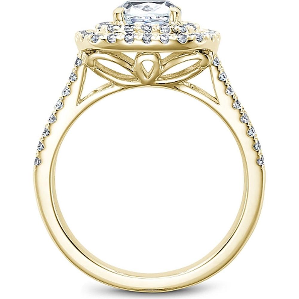 Cushion Cut Diamond Engagement Ring with Double Halo and Pavé Split Shank in Yellow Gold by Noam Carver<em> - Choose Your Center Diamond: 1 to 5 Carats, Sustainable Lab-Grown or Natural Earth-Mined</em>