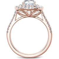 Cushion Cut Diamond Engagement Ring with Double Halo, Pavé Split Shank, and Lattice Gallery in Rose Gold by Noam Carver<em> - Choose Your Center Diamond: 1 to 5 Carats, Sustainable Lab-Grown or Natural Earth-Mined</em>