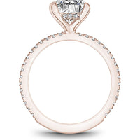 Cushion Cut Diamond Engagement Ring with Four-Prong Setting and Pavé Band in Rose Gold by Noam Carver<em> - Choose Your Center Diamond: 1 to 5 Carats, Sustainable Lab-Grown or Natural Earth-Mined</em>