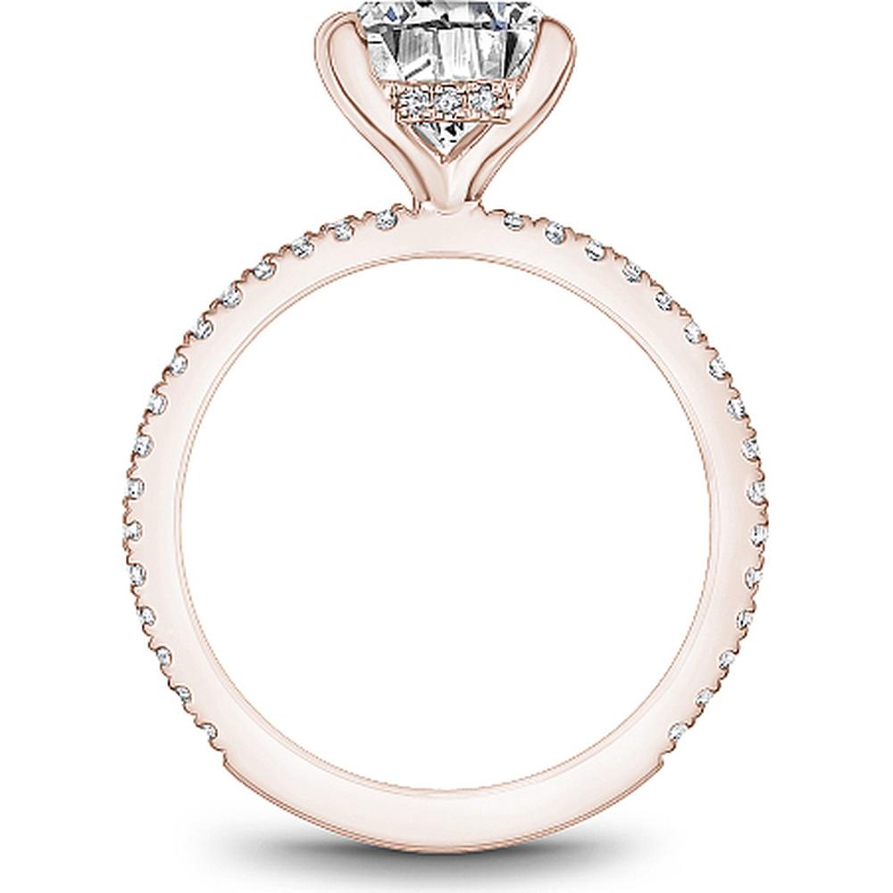 Cushion Cut Diamond Engagement Ring with Four-Prong Setting and Pavé Band in Rose Gold by Noam Carver<em> - Choose Your Center Diamond: 1 to 5 Carats, Sustainable Lab-Grown or Natural Earth-Mined</em>