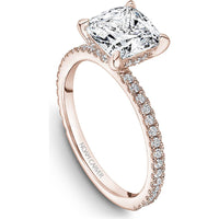 Cushion Cut Diamond Engagement Ring with Four-Prong Setting and Pavé Band in Rose Gold by Noam Carver<em> - Choose Your Center Diamond: 1 to 5 Carats, Sustainable Lab-Grown or Natural Earth-Mined</em>