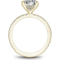 Cushion Cut Diamond Engagement Ring with Four-Prong Setting and Pavé Shoulders in Yellow Gold by Noam Carver<em> - Choose Your Center Diamond: 1 to 5 Carats, Sustainable Lab-Grown or Natural Earth-Mined</em>