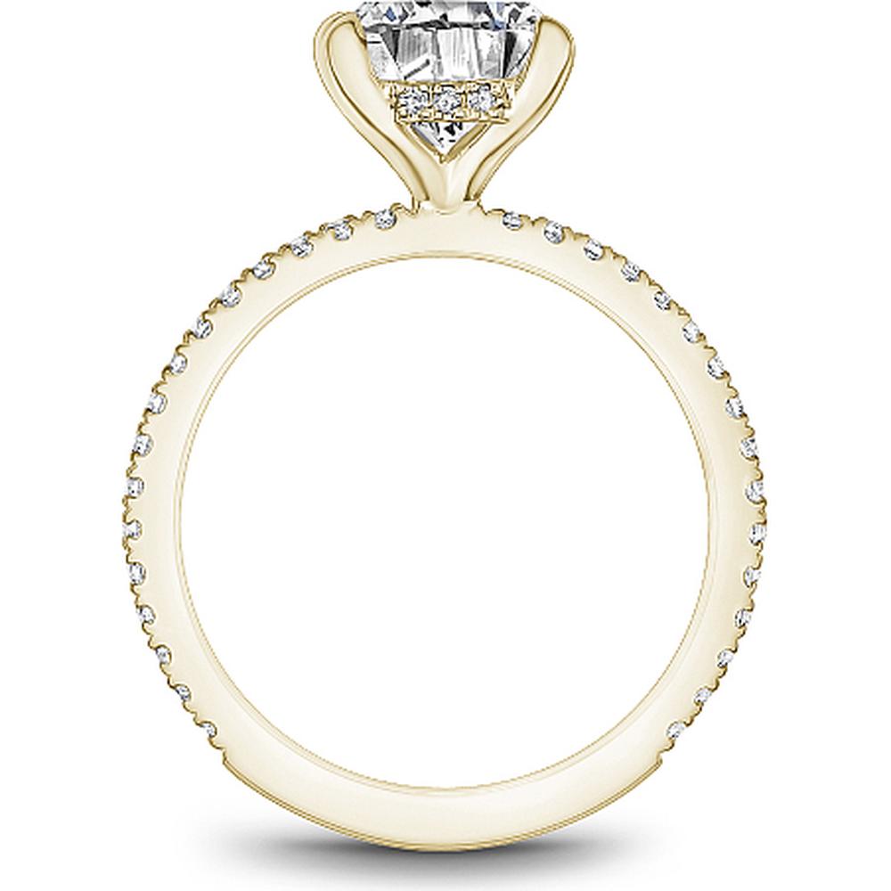 Cushion Cut Diamond Engagement Ring with Four-Prong Setting and Pavé Shoulders in Yellow Gold by Noam Carver<em> - Choose Your Center Diamond: 1 to 5 Carats, Sustainable Lab-Grown or Natural Earth-Mined</em>