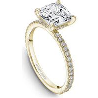 Cushion Cut Diamond Engagement Ring with Four-Prong Setting and Pavé Shoulders in Yellow Gold by Noam Carver<em> - Choose Your Center Diamond: 1 to 5 Carats, Sustainable Lab-Grown or Natural Earth-Mined</em>