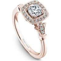 Cushion Cut Diamond Engagement Ring with Halo and Milgrain Detail in Rose Gold by Noam Carver<em> - Choose Your Center Diamond: 1 to 5 Carats, Sustainable Lab-Grown or Natural Earth-Mined</em>