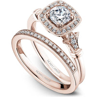 Cushion Cut Diamond Engagement Ring with Halo and Milgrain Detail in Rose Gold by Noam Carver<em> - Choose Your Center Diamond: 1 to 5 Carats, Sustainable Lab-Grown or Natural Earth-Mined</em>