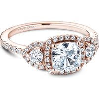 Cushion Cut Diamond Engagement Ring with Halo and Pavé Band in Rose Gold by Noam Carver<em> - Choose Your Center Diamond: 1 to 5 Carats, Sustainable Lab-Grown or Natural Earth-Mined</em>