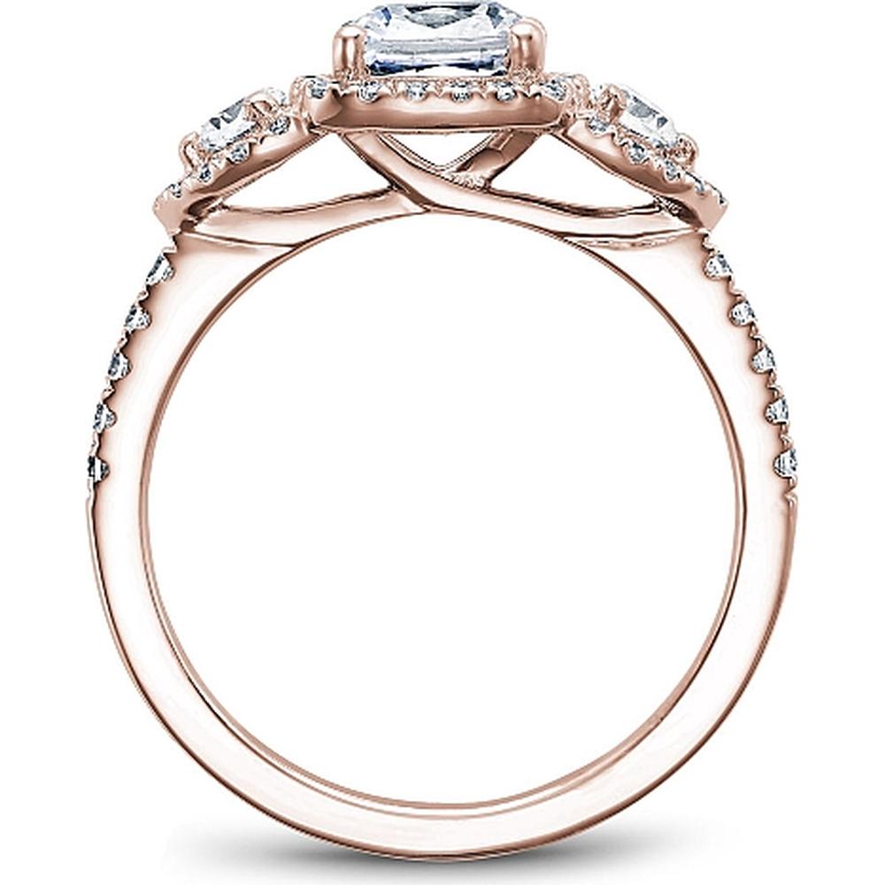 Cushion Cut Diamond Engagement Ring with Halo and Pavé Band in Rose Gold by Noam Carver<em> - Choose Your Center Diamond: 1 to 5 Carats, Sustainable Lab-Grown or Natural Earth-Mined</em>