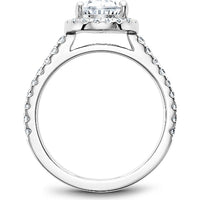 Cushion Cut Diamond Engagement Ring with Halo and Pav&eacute; Band in White Gold by Noam Carver<em> - Choose Your Center Diamond: 1 to 5 Carats, Sustainable Lab-Grown or Natural Earth-Mined</em>