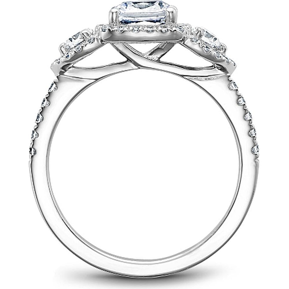 Cushion Cut Diamond Engagement Ring with Halo and Pavé Diamonds in White Gold by Noam Carver<em> - Choose Your Center Diamond: 1 to 5 Carats, Sustainable Lab-Grown or Natural Earth-Mined</em>