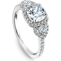Cushion Cut Diamond Engagement Ring with Halo and Pavé Diamonds in White Gold by Noam Carver<em> - Choose Your Center Diamond: 1 to 5 Carats, Sustainable Lab-Grown or Natural Earth-Mined</em>