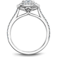 Cushion Cut Diamond Engagement Ring with Halo and Pavé-Set Band in White Gold by Noam Carver<em> - Choose Your Center Diamond: 1 to 5 Carats, Sustainable Lab-Grown or Natural Earth-Mined</em>