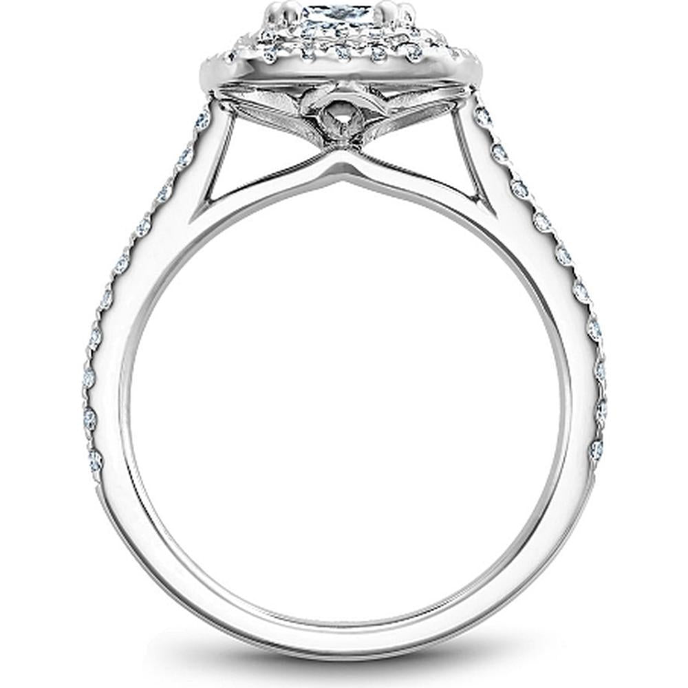 Cushion Cut Diamond Engagement Ring with Halo and Pavé-Set Band in White Gold by Noam Carver<em> - Choose Your Center Diamond: 1 to 5 Carats, Sustainable Lab-Grown or Natural Earth-Mined</em>