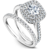 Cushion Cut Diamond Engagement Ring with Halo and Pavé-Set Band in White Gold by Noam Carver<em> - Choose Your Center Diamond: 1 to 5 Carats, Sustainable Lab-Grown or Natural Earth-Mined</em>