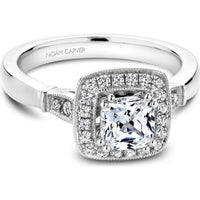Cushion Cut Diamond Engagement Ring with Halo and Rose Gold Floral Accents by Noam Carver<em> - Choose Your Center Diamond: 1 to 5 Carats, Sustainable Lab-Grown or Natural Earth-Mined</em>