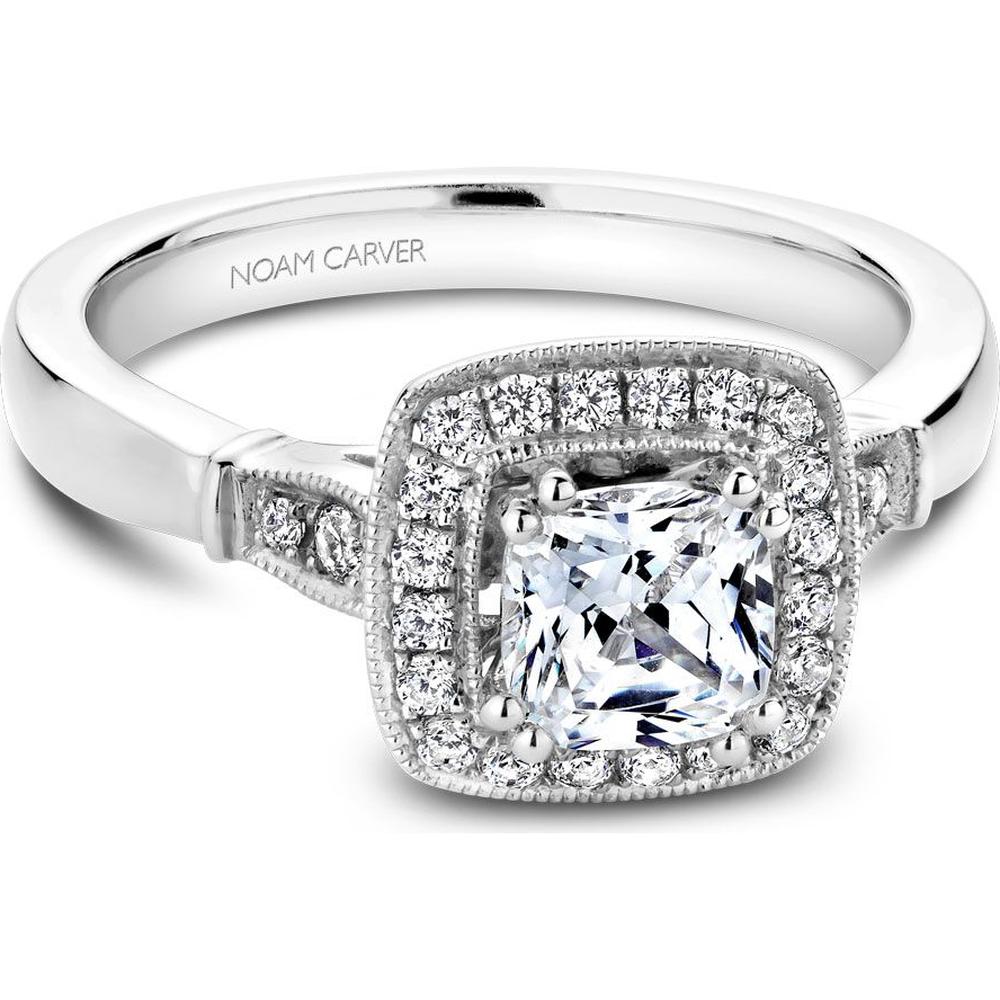 Cushion Cut Diamond Engagement Ring with Halo and Rose Gold Floral Accents by Noam Carver<em> - Choose Your Center Diamond: 1 to 5 Carats, Sustainable Lab-Grown or Natural Earth-Mined</em>