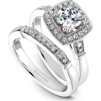 Cushion Cut Diamond Engagement Ring with Halo and Rose Gold Floral Accents by Noam Carver<em> - Choose Your Center Diamond: 1 to 5 Carats, Sustainable Lab-Grown or Natural Earth-Mined</em>