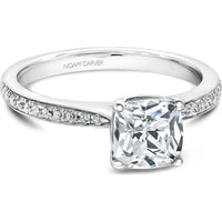 Cushion Cut Diamond Engagement Ring with Micro-Pav&eacute; Band in White Gold by Noam Carver<em> - Choose Your Center Diamond: 1 to 5 Carats, Sustainable Lab-Grown or Natural Earth-Mined</em>
