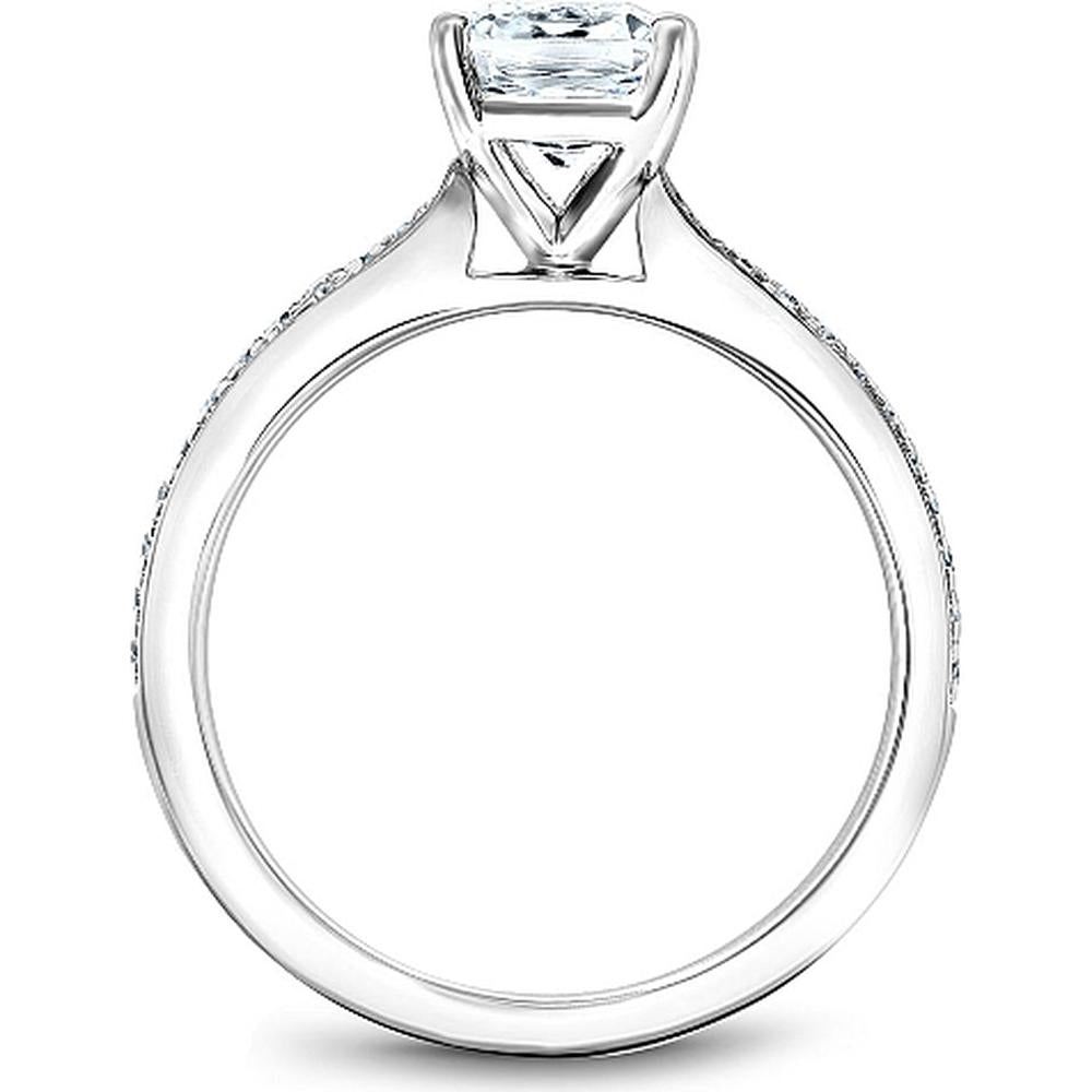 Cushion Cut Diamond Engagement Ring with Micro-Pav&eacute; Band in White Gold by Noam Carver<em> - Choose Your Center Diamond: 1 to 5 Carats, Sustainable Lab-Grown or Natural Earth-Mined</em>