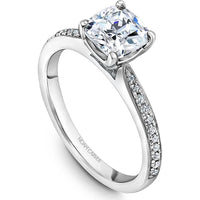 Cushion Cut Diamond Engagement Ring with Micro-Pav&eacute; Band in White Gold by Noam Carver<em> - Choose Your Center Diamond: 1 to 5 Carats, Sustainable Lab-Grown or Natural Earth-Mined</em>