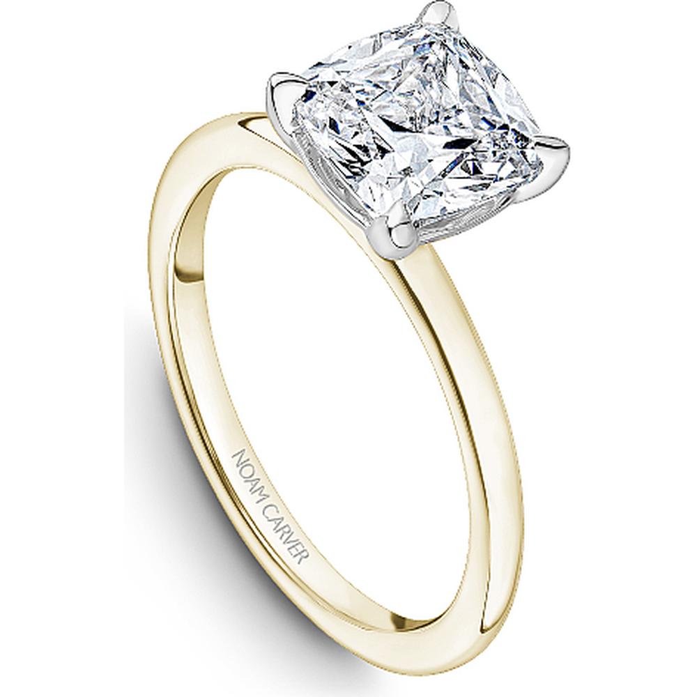 Cushion Cut Diamond Engagement Ring with Mixed Metal Design in Yellow and White Gold by Noam Carver<em> - Choose Your Center Diamond: 1 to 5 Carats, Sustainable Lab-Grown or Natural Earth-Mined</em>