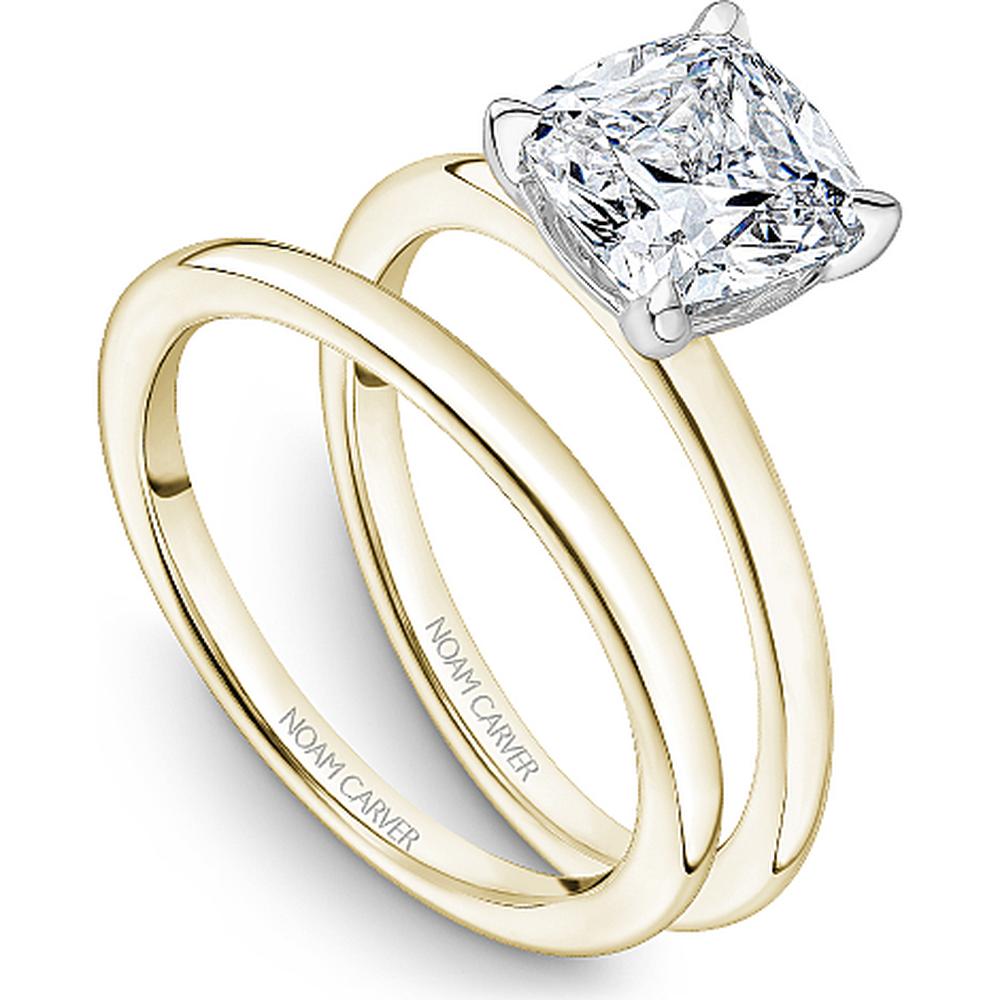 Cushion Cut Diamond Engagement Ring with Mixed Metal Design in Yellow and White Gold by Noam Carver<em> - Choose Your Center Diamond: 1 to 5 Carats, Sustainable Lab-Grown or Natural Earth-Mined</em>