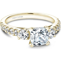 Cushion Cut Diamond Engagement Ring with Pavé Band and Side Stones in Yellow Gold by Noam Carver<em> - Choose Your Center Diamond: 1 to 5 Carats, Sustainable Lab-Grown or Natural Earth-Mined</em>