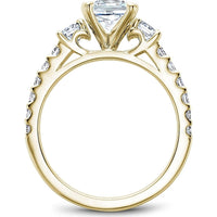 Cushion Cut Diamond Engagement Ring with Pavé Band and Side Stones in Yellow Gold by Noam Carver<em> - Choose Your Center Diamond: 1 to 5 Carats, Sustainable Lab-Grown or Natural Earth-Mined</em>