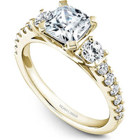 Cushion Cut Diamond Engagement Ring with Pavé Band and Side Stones in Yellow Gold by Noam Carver<em> - Choose Your Center Diamond: 1 to 5 Carats, Sustainable Lab-Grown or Natural Earth-Mined</em>