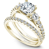 Cushion Cut Diamond Engagement Ring with Pavé Band and Side Stones in Yellow Gold by Noam Carver<em> - Choose Your Center Diamond: 1 to 5 Carats, Sustainable Lab-Grown or Natural Earth-Mined</em>