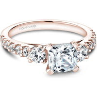 Cushion Cut Diamond Engagement Ring with Side Stones and Pavé Band in Rose Gold by Noam Carver<em> - Choose Your Center Diamond: 1 to 5 Carats, Sustainable Lab-Grown or Natural Earth-Mined</em>