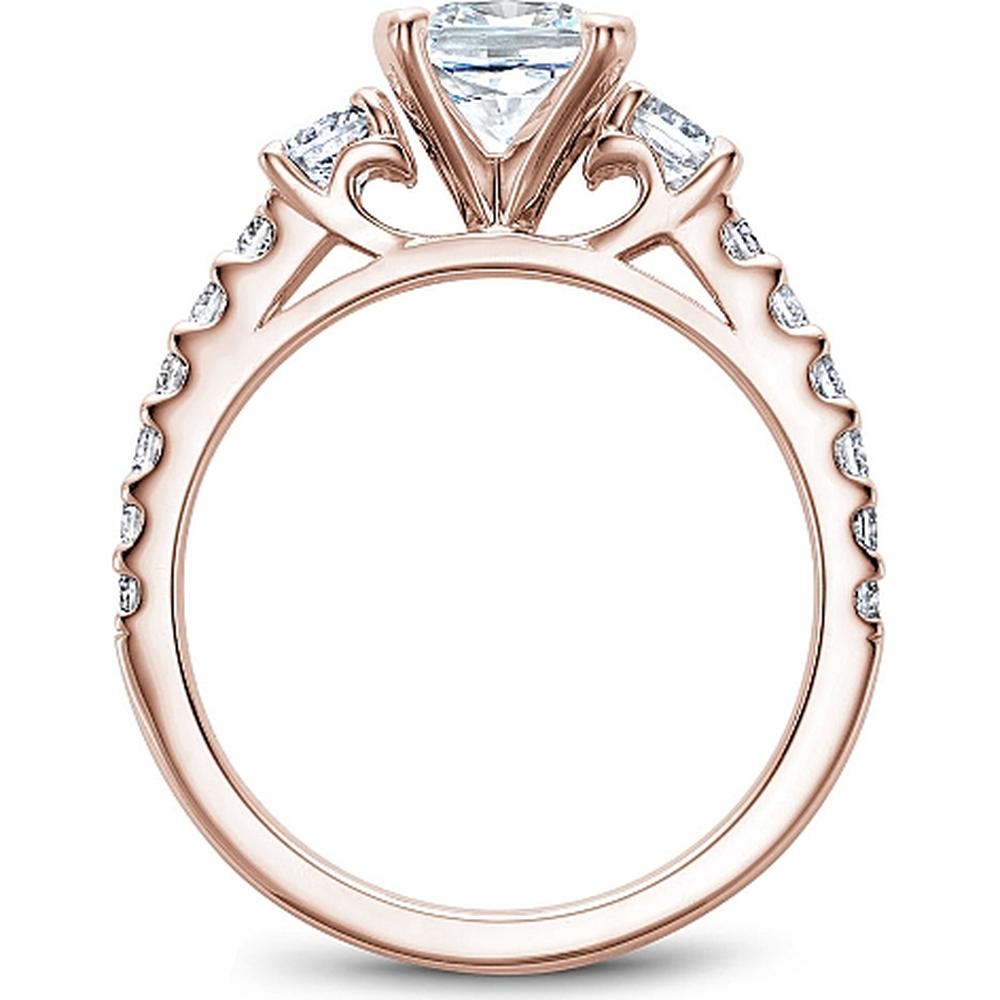 Cushion Cut Diamond Engagement Ring with Side Stones and Pavé Band in Rose Gold by Noam Carver<em> - Choose Your Center Diamond: 1 to 5 Carats, Sustainable Lab-Grown or Natural Earth-Mined</em>