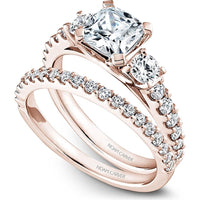 Cushion Cut Diamond Engagement Ring with Side Stones and Pavé Band in Rose Gold by Noam Carver<em> - Choose Your Center Diamond: 1 to 5 Carats, Sustainable Lab-Grown or Natural Earth-Mined</em>