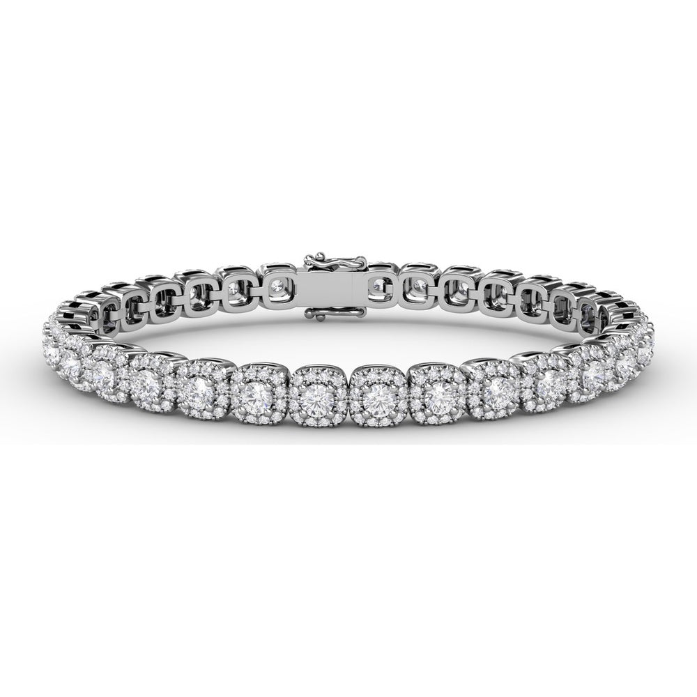 Cushion Cut Diamond Halo Bracelet by Fana - 5.28 Carat Total Diamond Weight