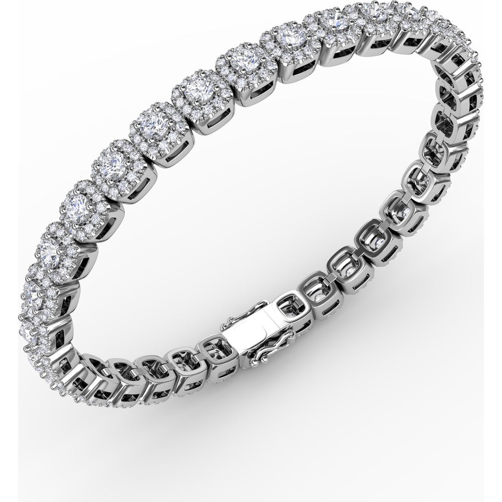 Cushion Cut Diamond Halo Bracelet by Fana - 5.28 Carat Total Diamond Weight