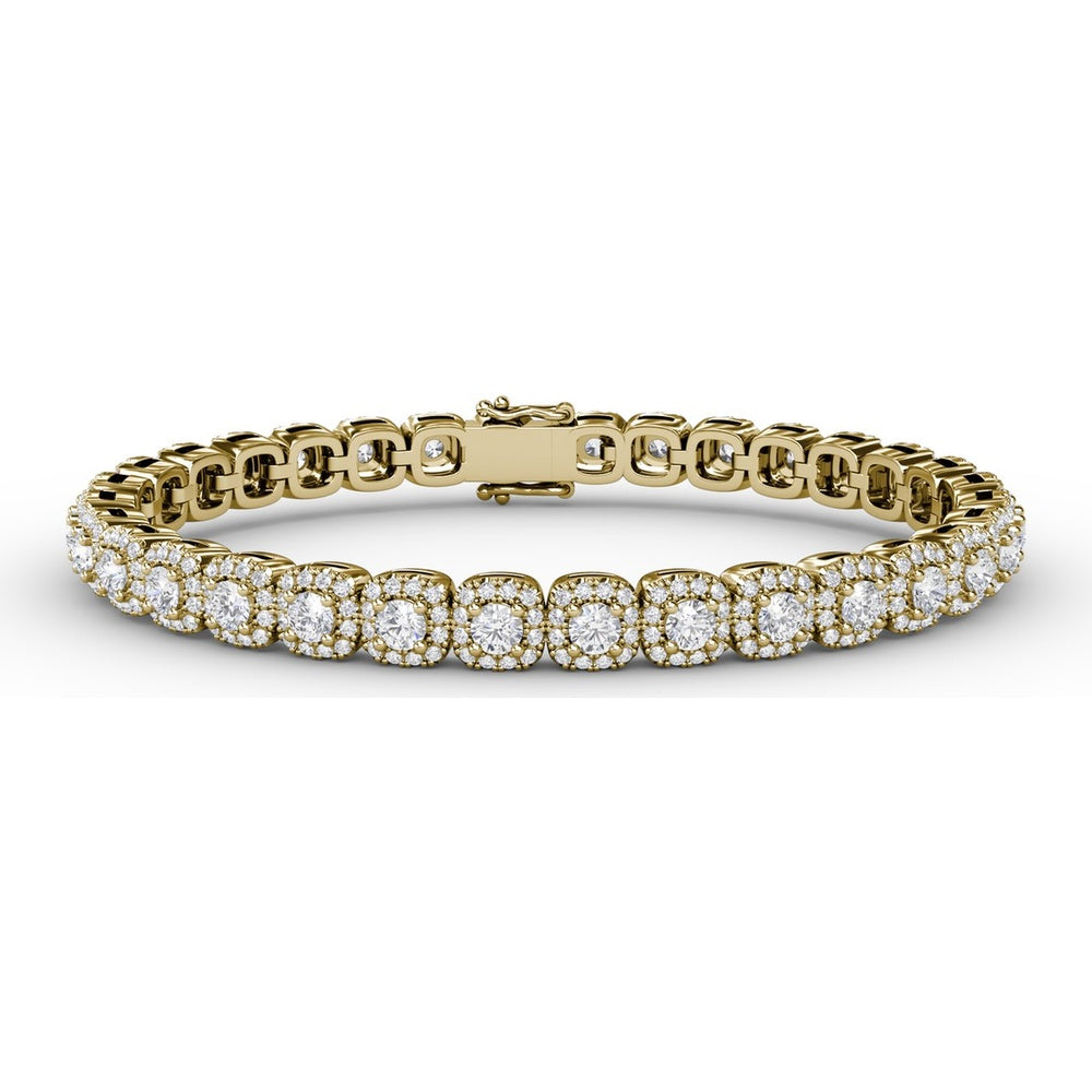 Cushion Cut Diamond Halo Bracelet by Fana - 5.28 Carat Total Diamond Weight